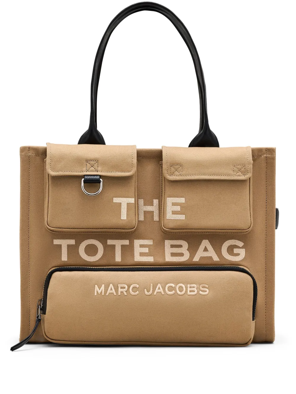 Tan bags, front view
