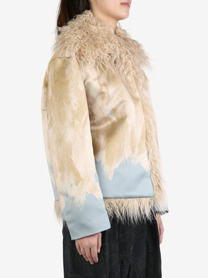 DRIES VAN NOTEN - Women Printed Faux Fur Trim Jacket