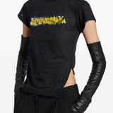 Unknown t-shirt worn by a person, showing the t-shirt fit