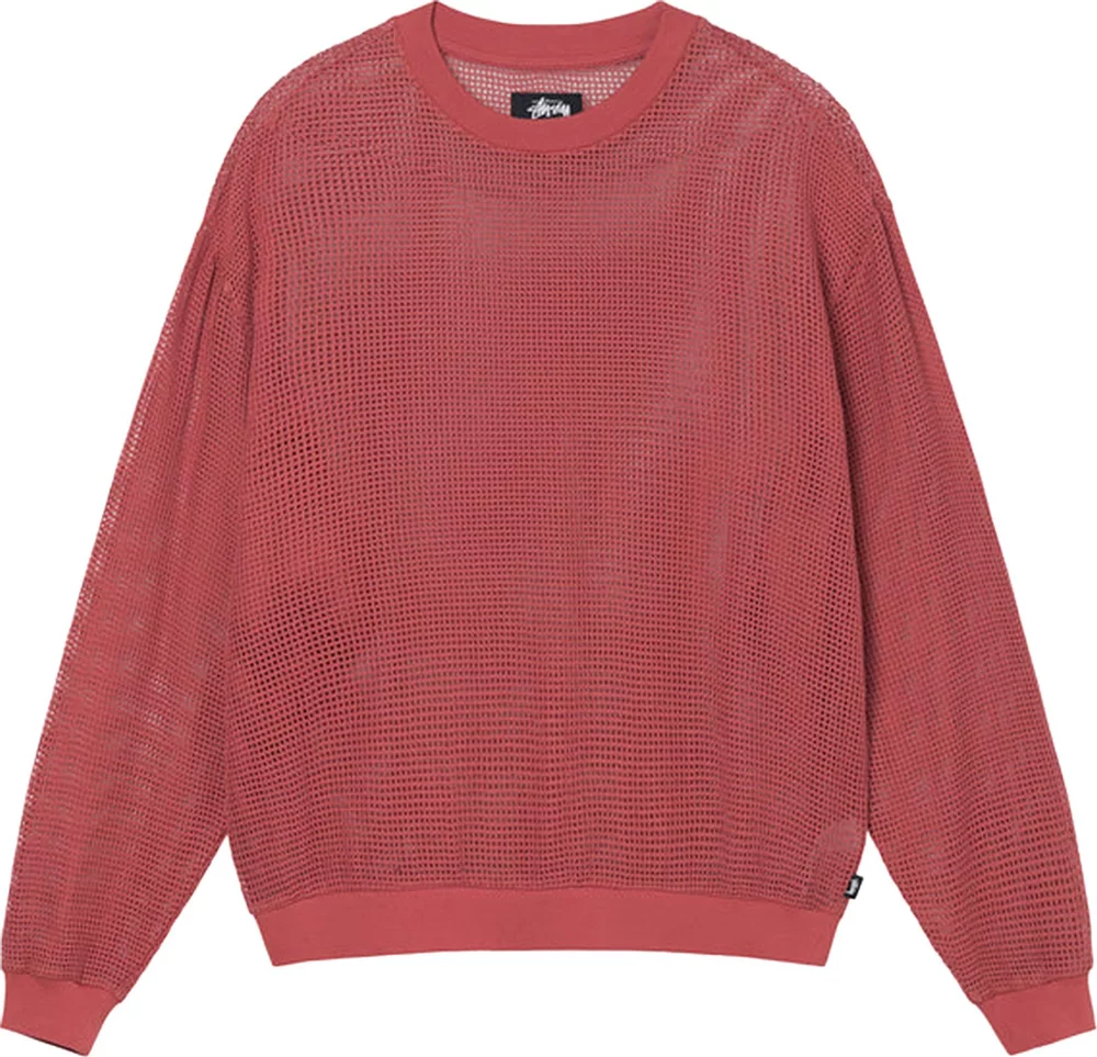 STUSSY - Men Cotton Mesh Long-Sleeve Crew Top