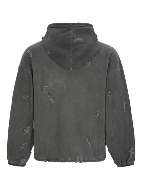 Gray sweatshirt, back view