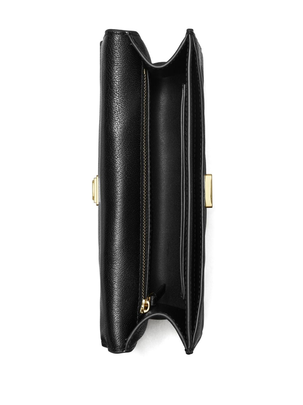 Close up of black bag, showing texture of the leather fabric