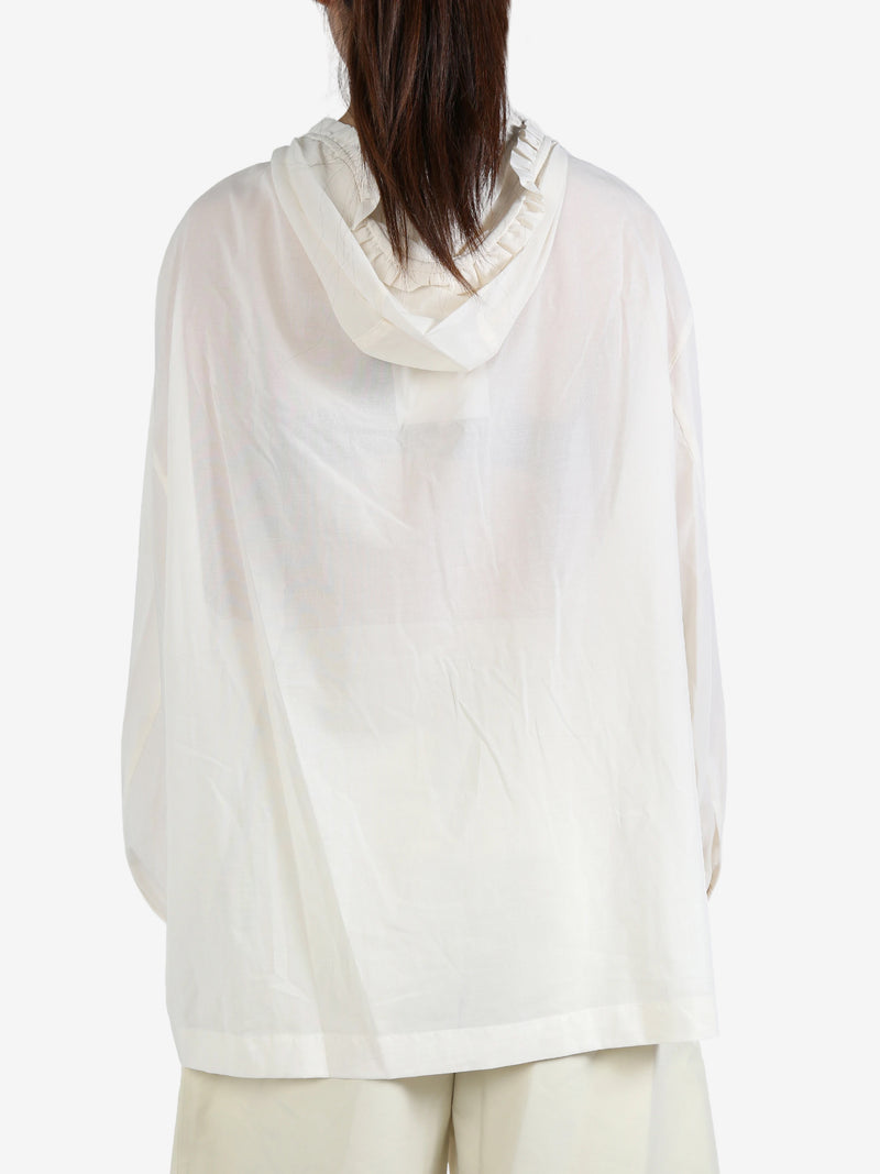 AMOMENTO - Women Frill Hooded Shirt