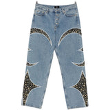 THUG CLUB - Men Iron Steel Focus Leather Denim Pants