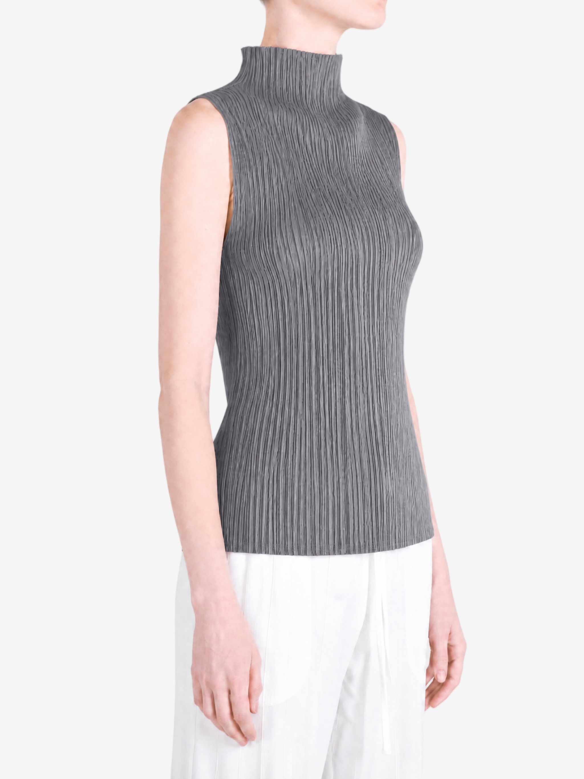 Grey shirt worn by a person, showing the shirt fit