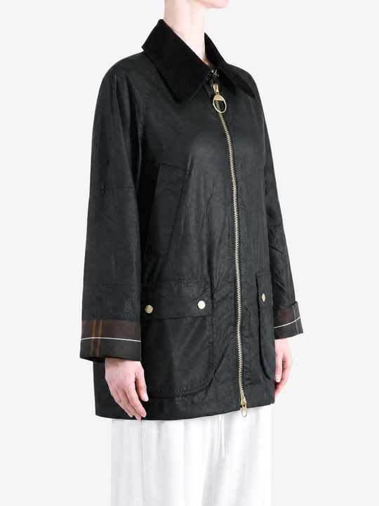 Black jacket worn by a person, showing the jacket fit