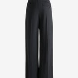 Black pants worn by a person, showing the pants fit