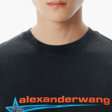 Close up of black shirt, showing texture of the cotton fabric