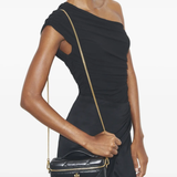 Black bag worn by a person, showing the bag fit