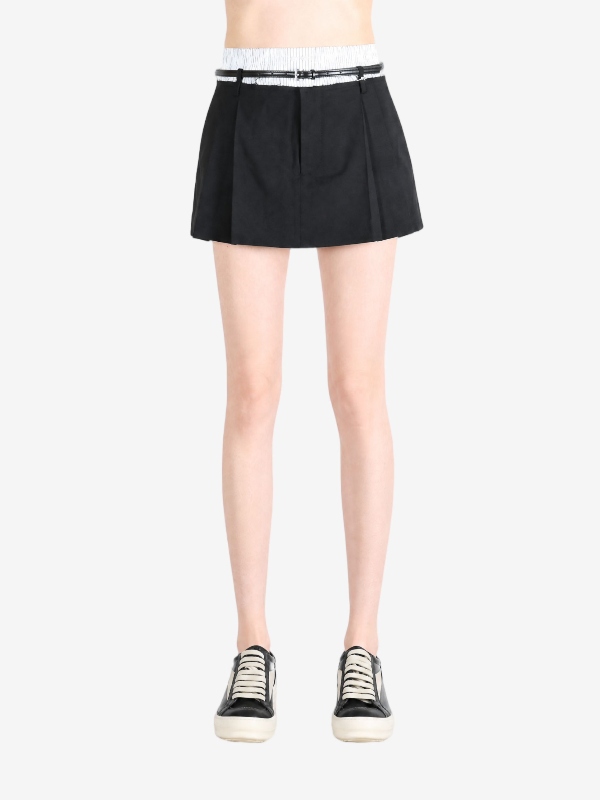 Black shorts, full body view