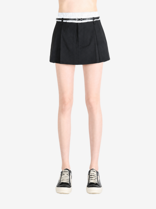 Black shorts, full body view