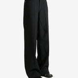 Black pants worn by a person, showing the pants fit