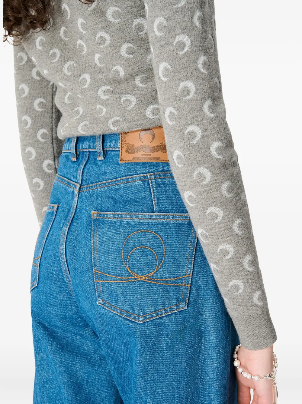 Close up of blue jeans, showing texture of the cotton fabric