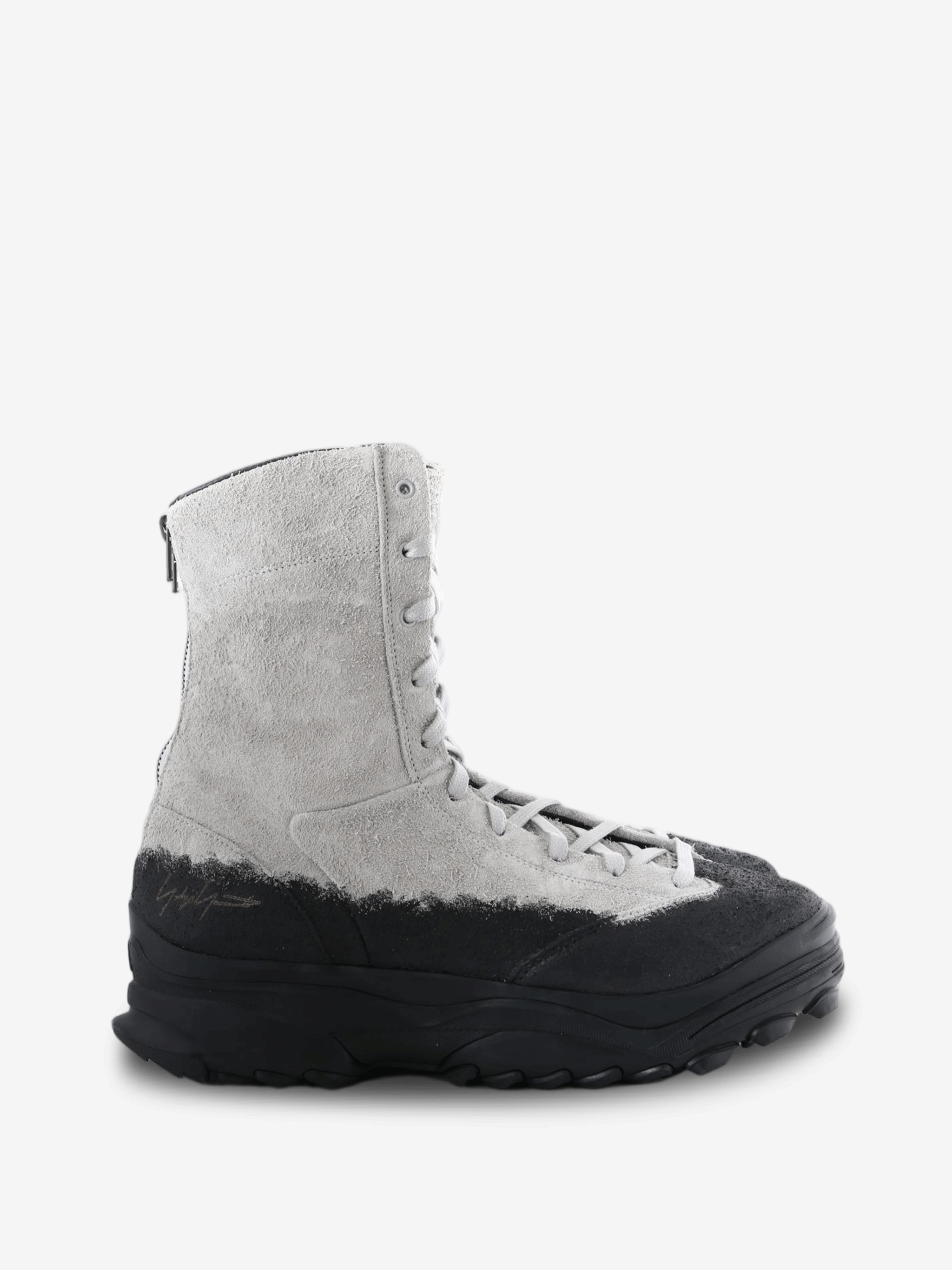 Grey boots, side view
