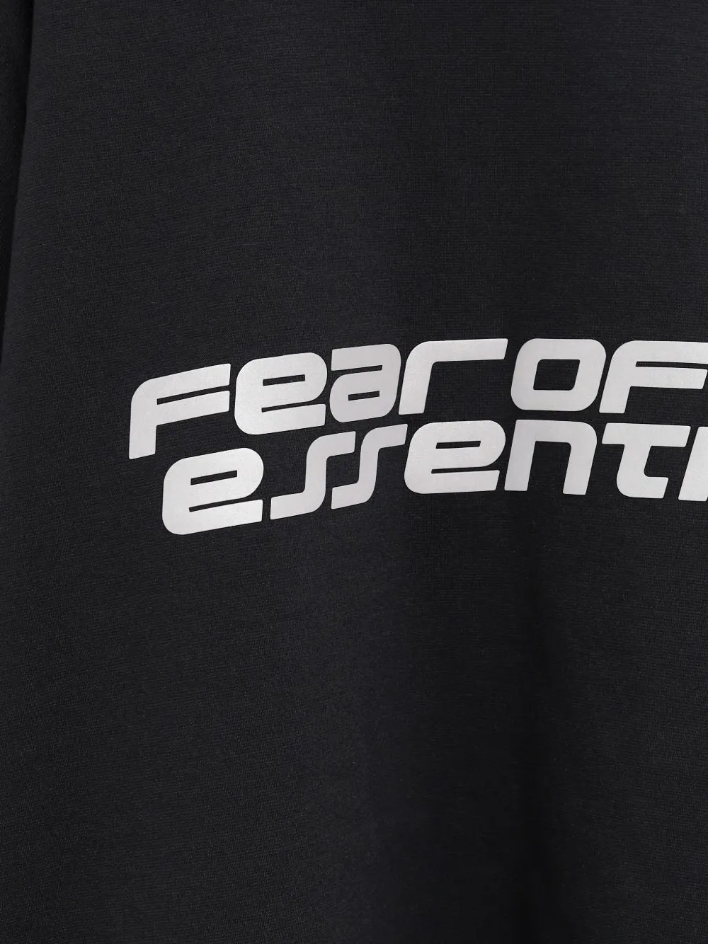 Close up of black top ,showing texture of the recycledpoly fabric