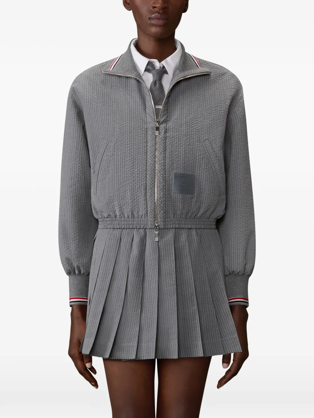 Grey jacket, full body view