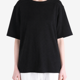 Black t-shirt, full body view