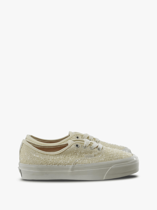 Tan shoes, side view