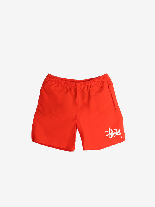 Red short, front view