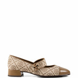 Tan shoes, side view