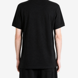 Black t-shirt, full body view