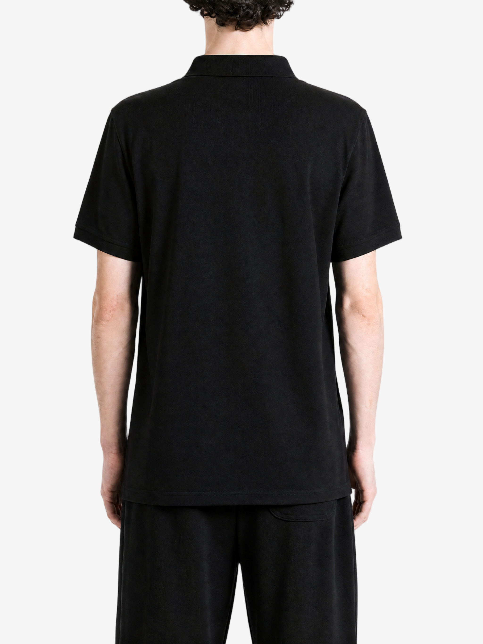 Black t-shirt, full body view