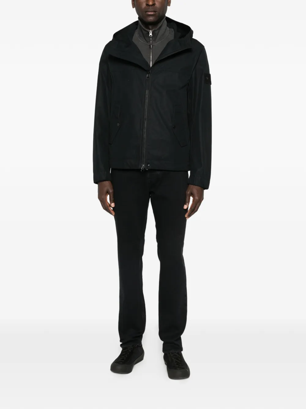 Grey jacket, full body view