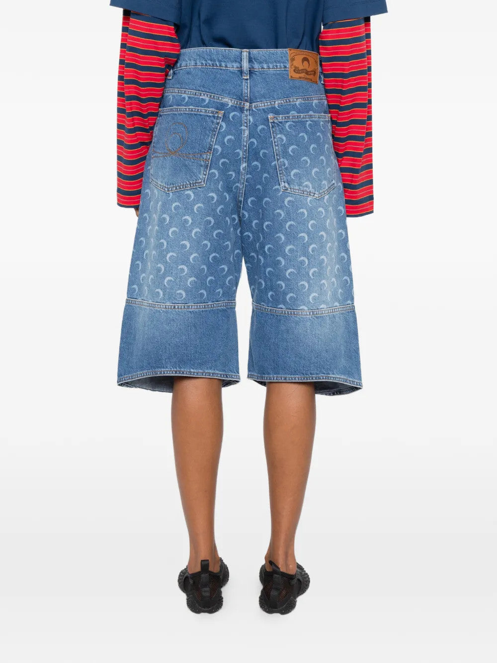 Blue shorts, full body view