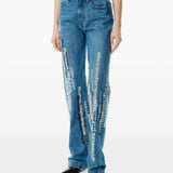 Blue jeans worn by a person, showing the jeans' fit