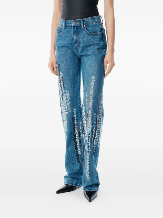 Blue jeans worn by a person, showing the jeans' fit