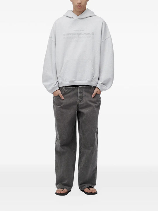 Grey hoodie, full body view