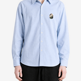 Blue shirt, full body view