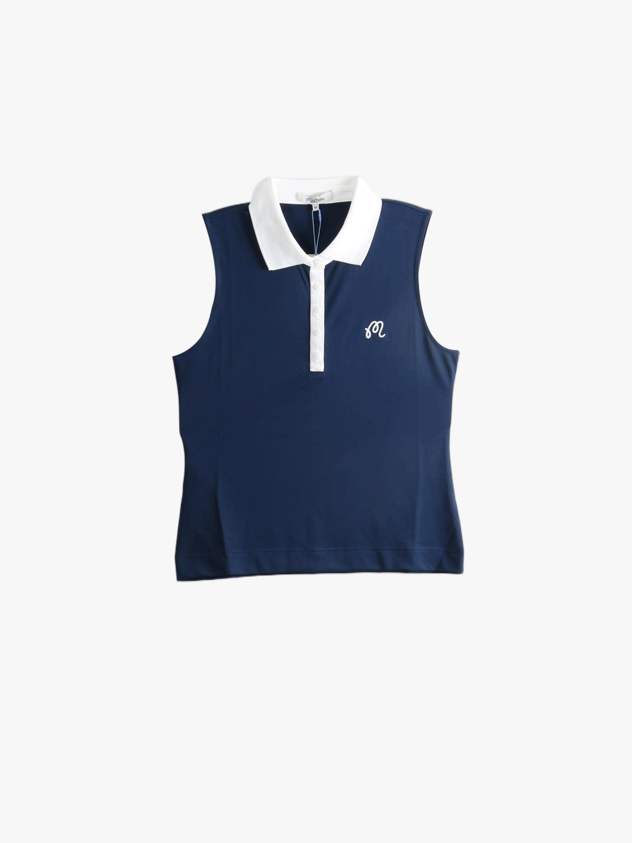 Navy top, front view