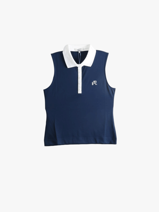 Navy top, front view