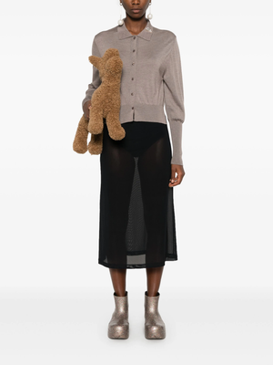 SIMONE ROCHA - Women W/Emb Merino Silk Knit Polo Cardigan