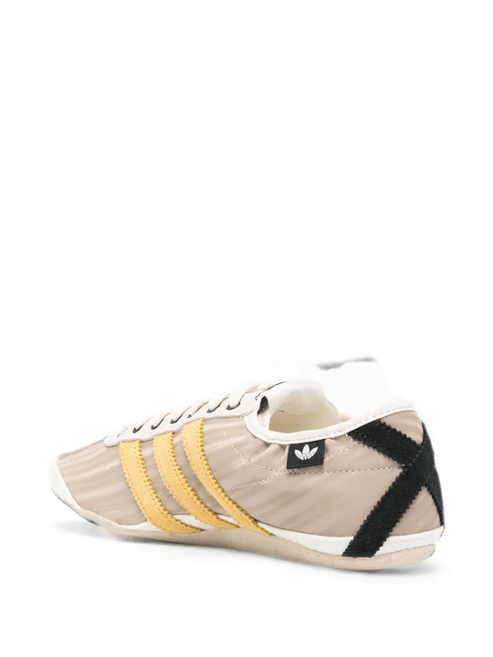 Tan shoes, side view
