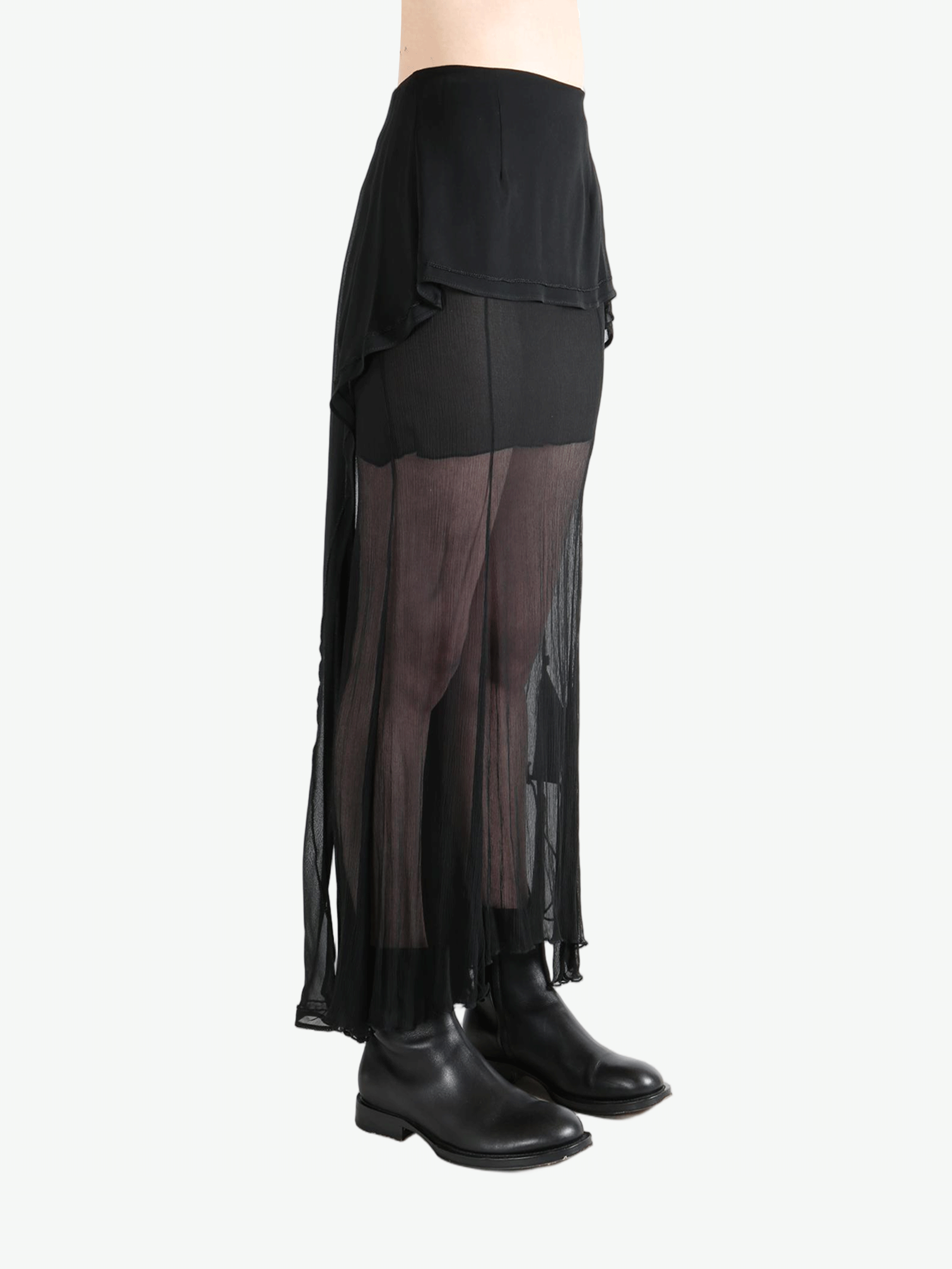 Black skirt worn by a person, showing the skirt's fit