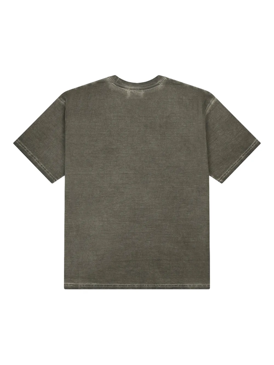 Grey t-shirt,back view showing relaxed fit