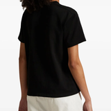 Black t-shirt worn by a person, showing the t-shirt fit