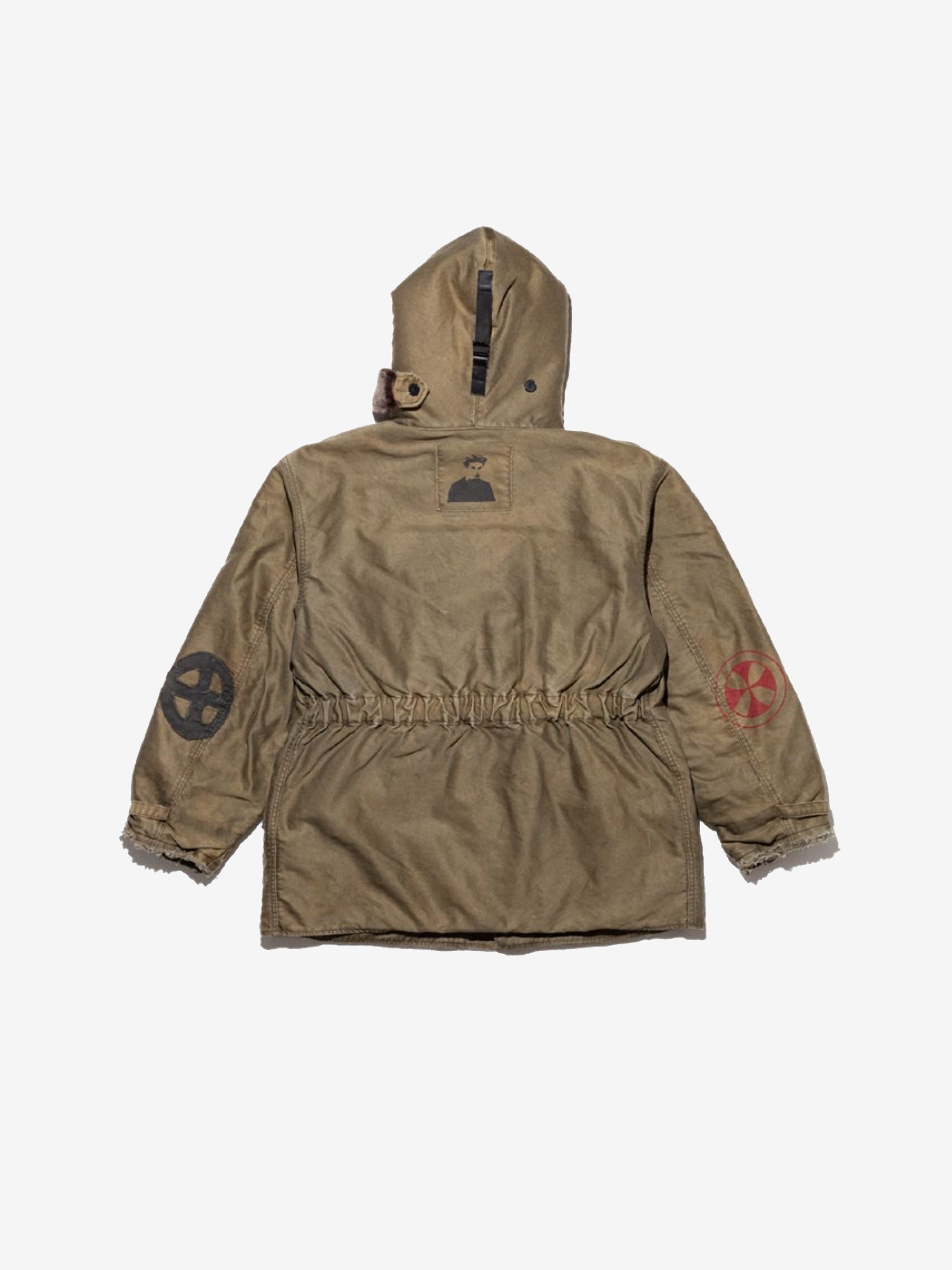 Brown jackets, back view