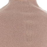 Close up of Tan top, showing texture of the 80% cashmere/ 18% nylon/ 2% elastane fabric