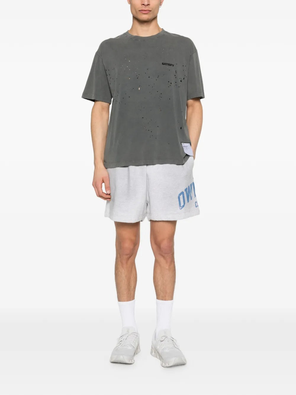 Black t-shirt, full body view