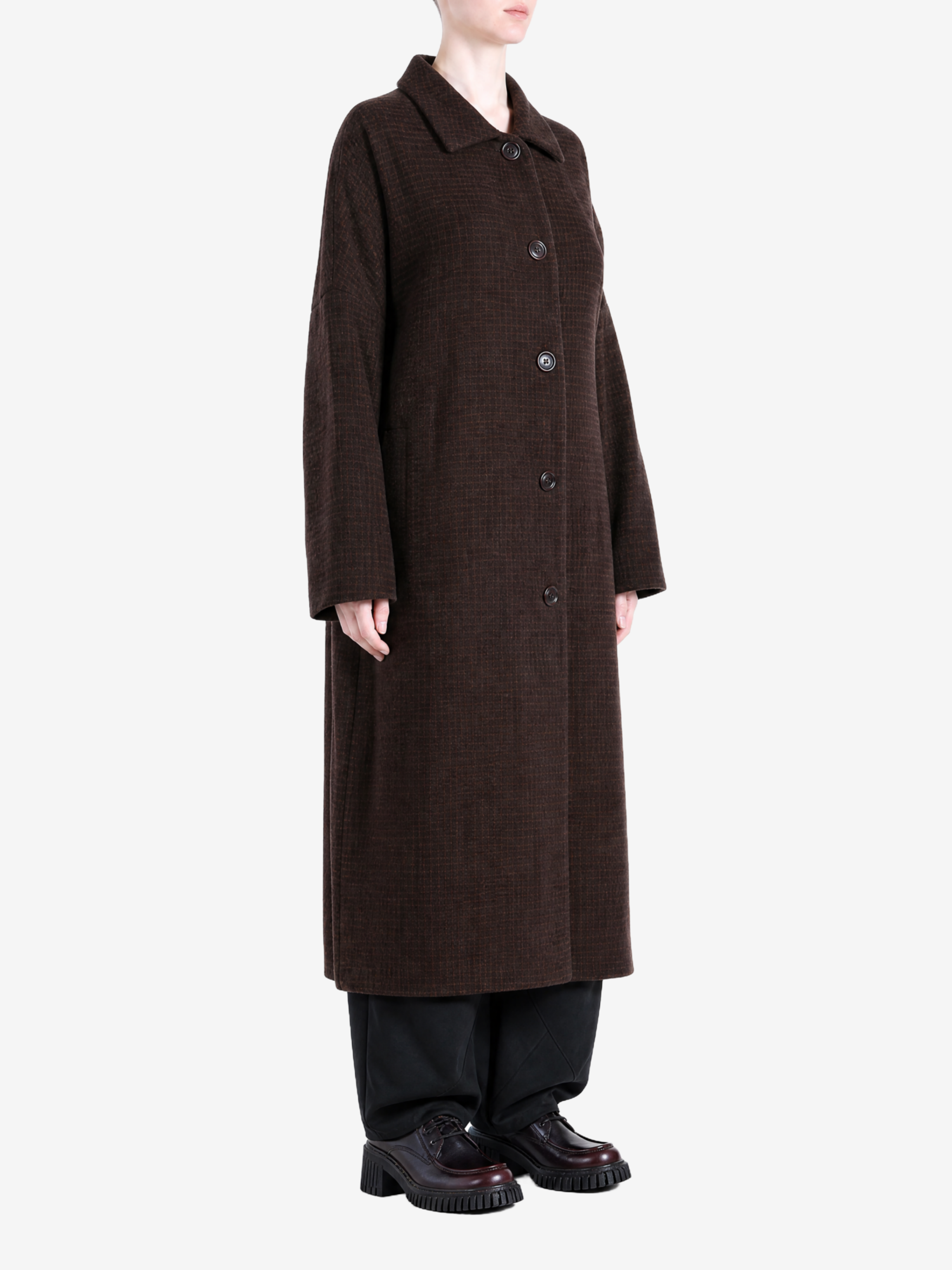 Brown jacket, full body view
