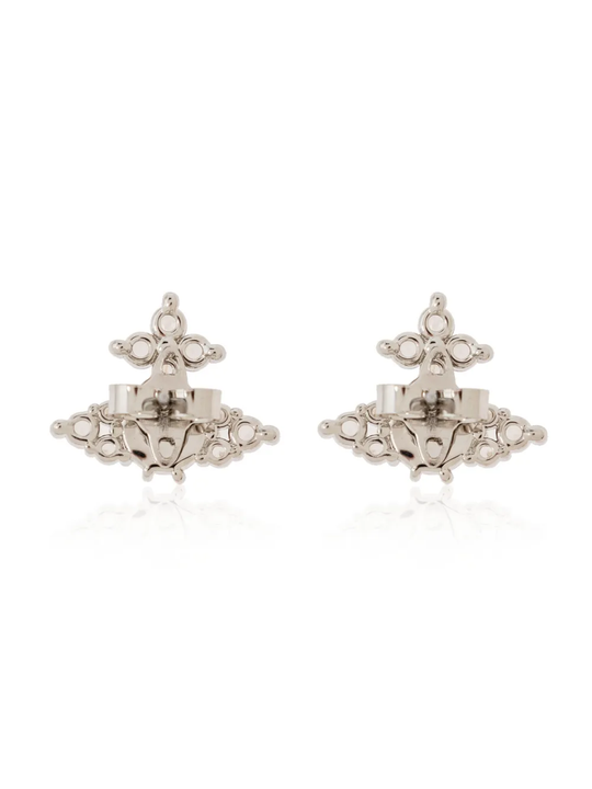 White earrings, back view
