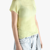 Yellow shirt worn by a person, showing the shirt's fit