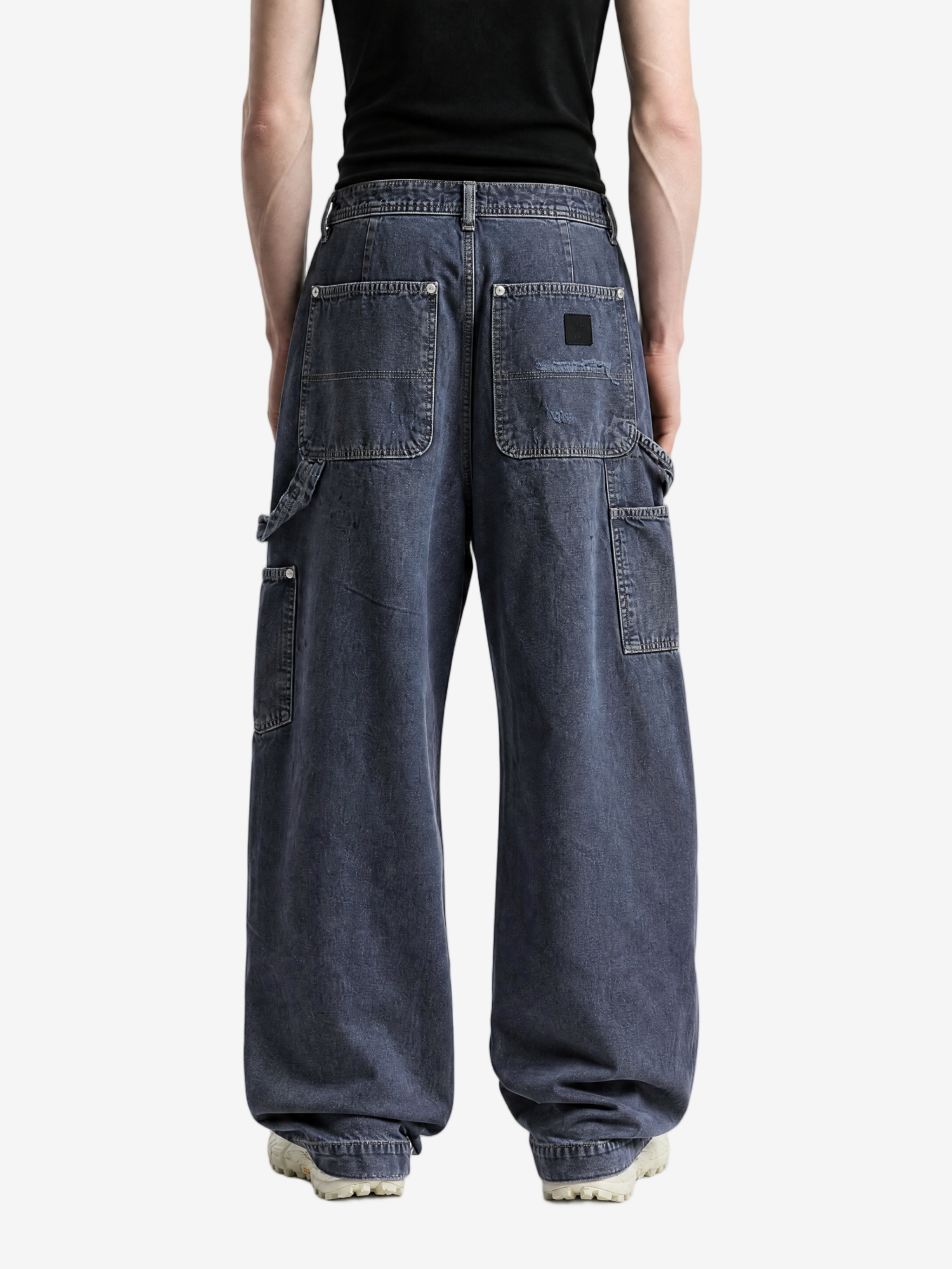 Grey pants, full body view