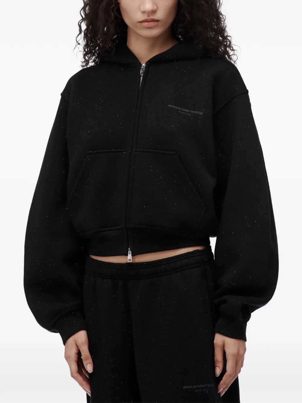 Black hoodie, full body view