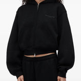 Black hoodie, full body view