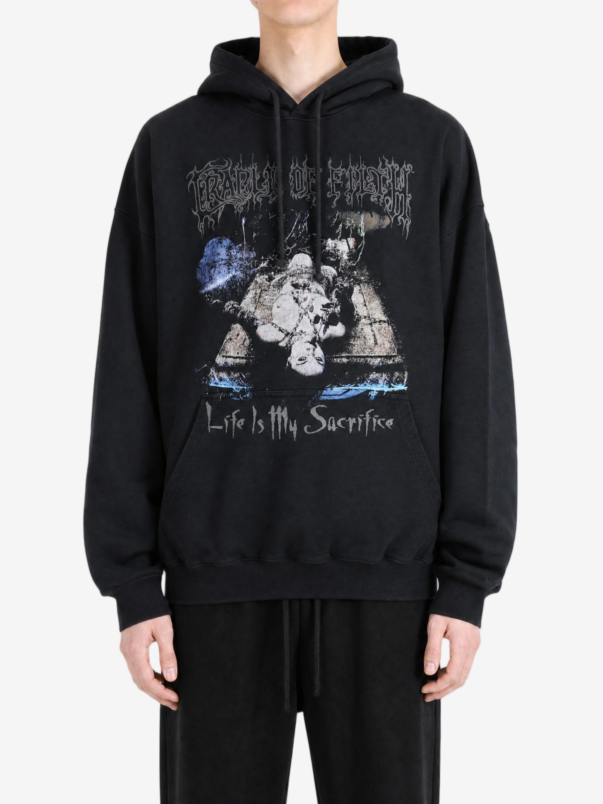 Black hoodie, full body view