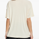 White t-shirts worn by a person, showing the t-shirts fit